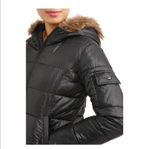 Faux fur hooded down blend puffer coat